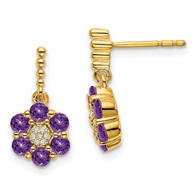 Amethyst Diamond Earrings 14k Gold EM7191-AM-004-YA, MPN: EM7191-AM-004-YA, 191101841941