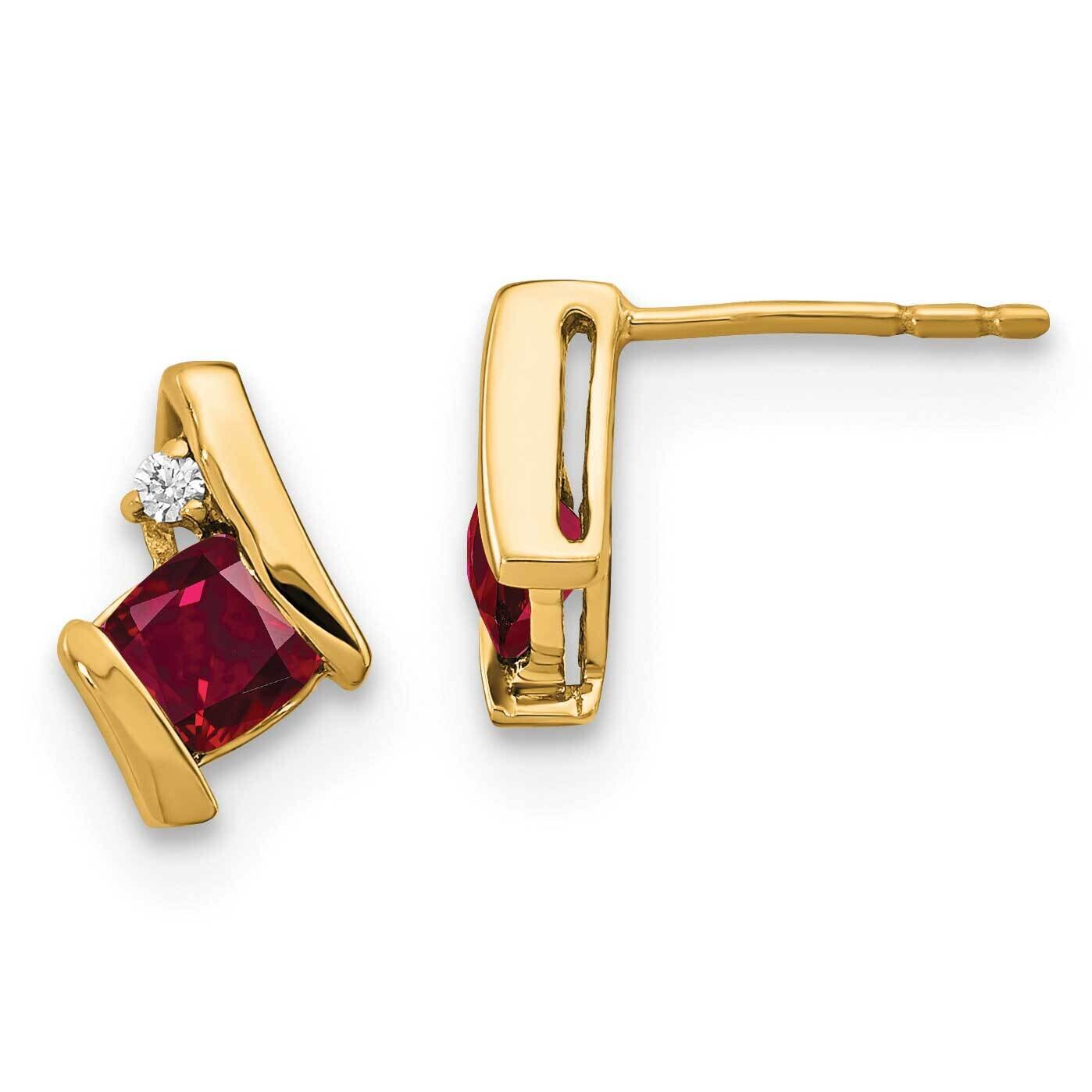 Cushion Cr. Ruby Diamond Earrings 10k Gold EM7398-CRU-003-1YA, MPN: EM7398-CRU-003-1YA,