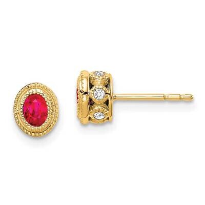 Ruby Diamond Earrings 14k Gold EM7093-RU-012-YA, MPN: EM7093-RU-012-YA, 191101840586