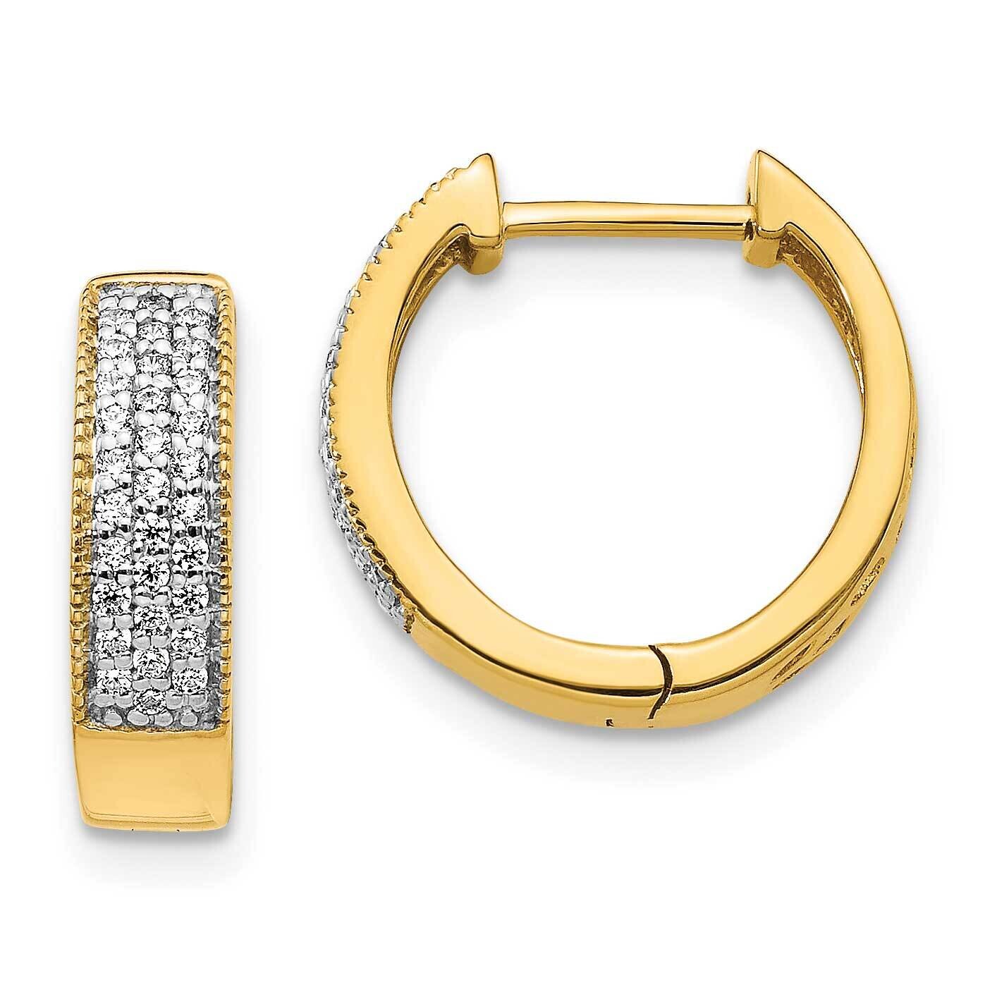 Diamond Hinged Hoop Earrings 10k Gold EM5377-025-1YA, MPN: EM5377-025-1YA,