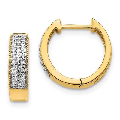 Diamond Hinged Hoop Earrings 10k Gold EM5377-025-1YA, MPN: EM5377-025-1YA,