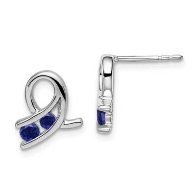 Created Sapphire Earrings 14k White Gold EM7120-SA-W, MPN: EM7120-SA-W, 191101841743