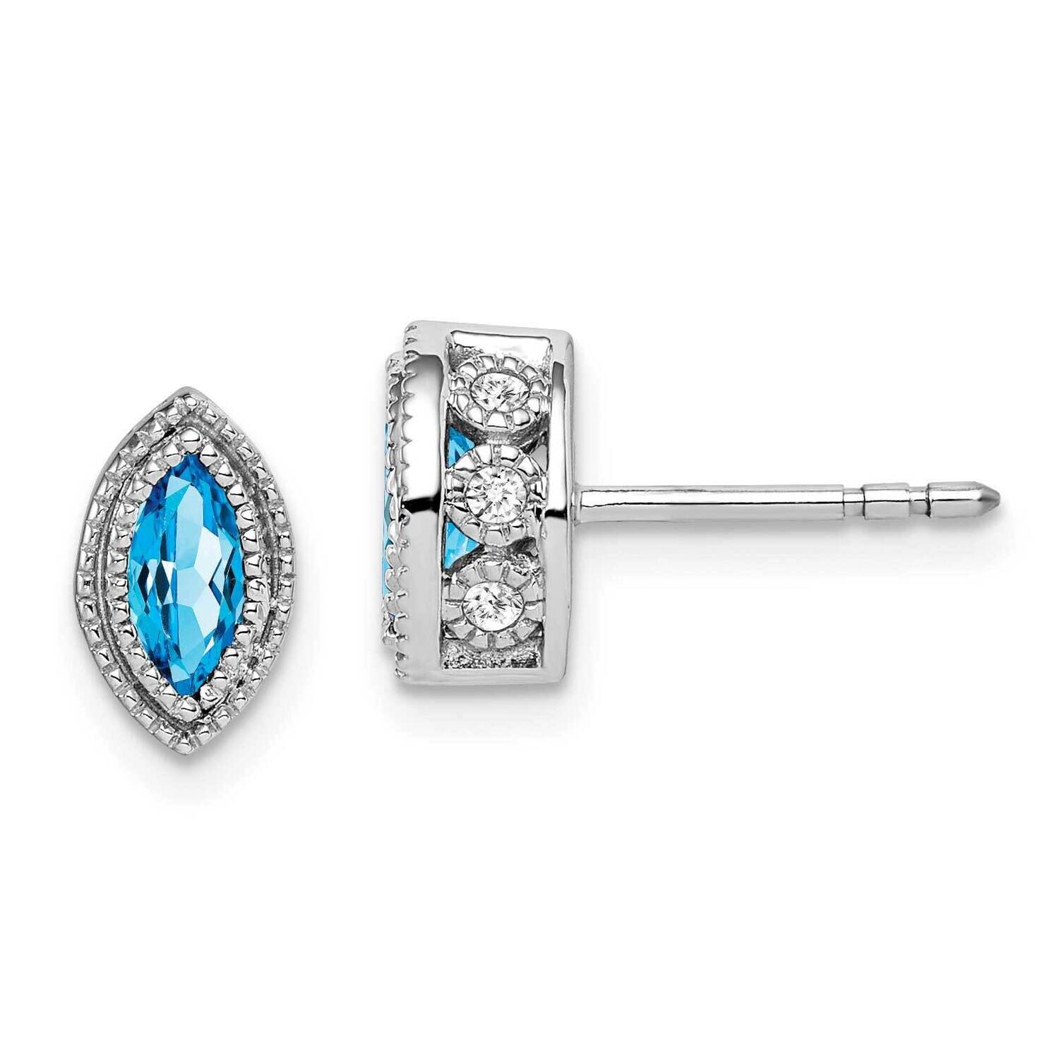 Marquise Blue Topaz Diamond Earrings 14k White Gold EM7095-BT-014-WA, MPN: EM7095-BT-014-WA, 191101…