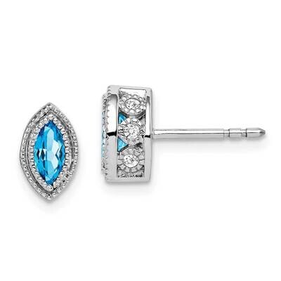Marquise Blue Topaz Diamond Earrings 14k White Gold EM7095-BT-014-WA, MPN: EM7095-BT-014-WA, 191101…