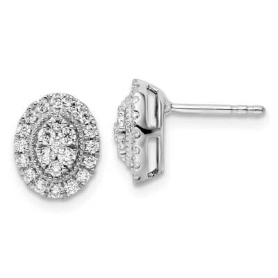 Diamond Oval Halo Post Earrings 14k White Gold EM9659-050-WAA, MPN: EM9659-050-WAA, 883957879994