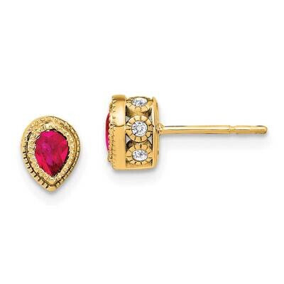 Ruby Diamond Earrings 14k Gold EM7094-RU-015-YA, MPN: EM7094-RU-015-YA, 191101840746