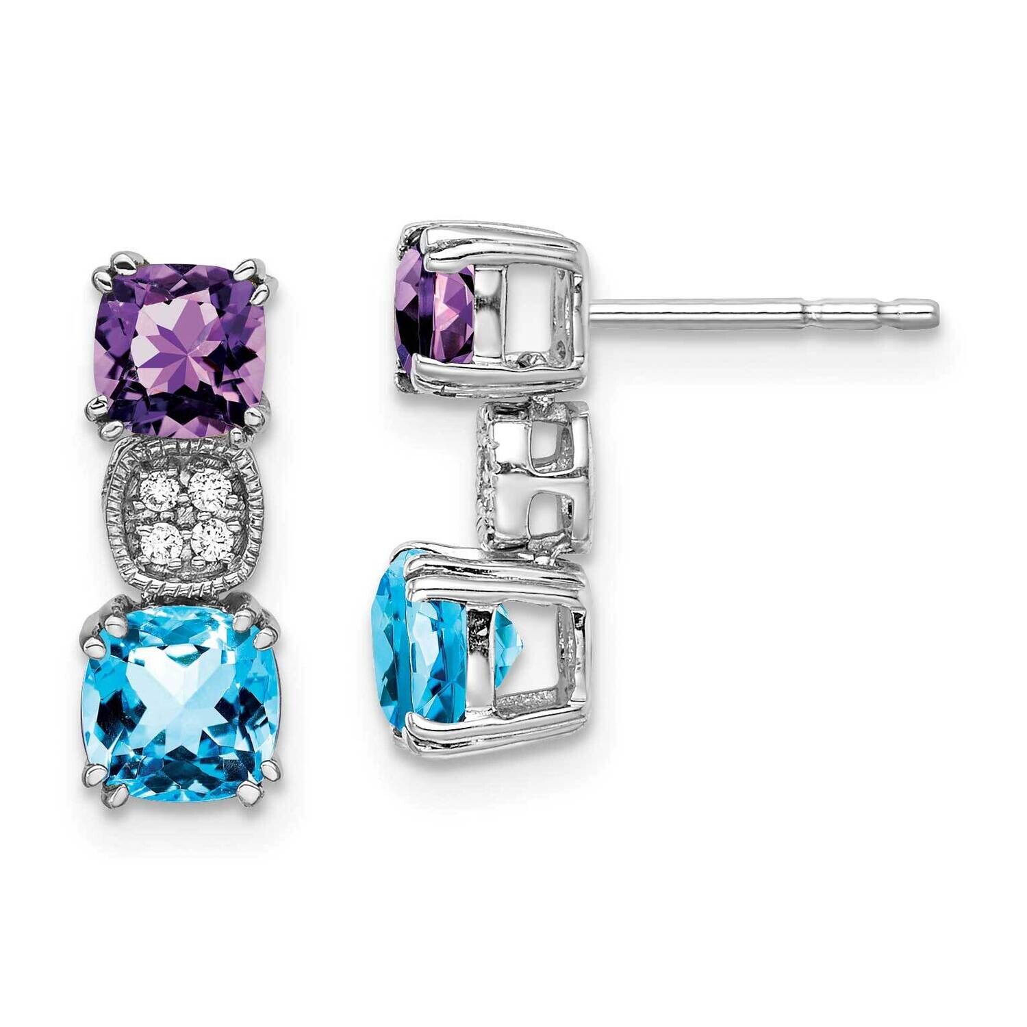 Amethyst/Blue Topaz/Diamond Earrings 14k White Gold EM7130-AM_BT-003-WA, MPN: EM7130-AM_BT-003-WA, …