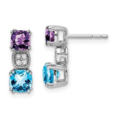 Amethyst/Blue Topaz/Diamond Earrings 14k White Gold EM7130-AM_BT-003-WA, MPN: EM7130-AM_BT-003-WA, …