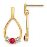 Diamond Created Ruby Post Dangle Earrings 10k Gold EM5598-RU-1Y, MPN: EM5598-RU-1Y, 883957878041