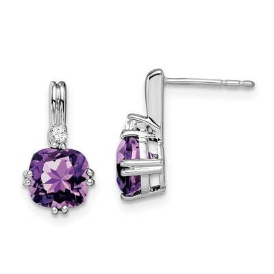 Cushion Amethyst Diamond Earrings 10k White Gold EM7083-AM-004-1WA, MPN: EM7083-AM-004-1WA, 1911018…