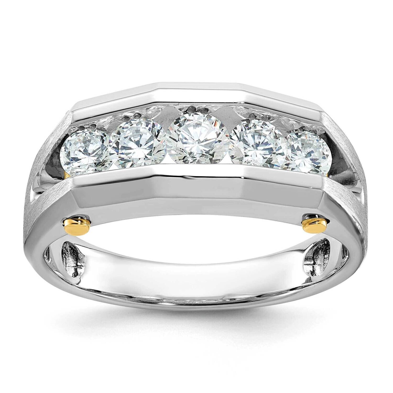 Ibgoodman Men&#39;s Polished Satin Cut-Out 5-Stone Ring Mounting 14k Two-Tone Gold B63593-4WY by IBGood…