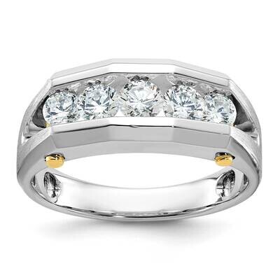 Ibgoodman Men&#39;s Polished Satin Cut-Out 5-Stone Ring Mounting 14k Two-Tone Gold B63593-4WY by IBGood…