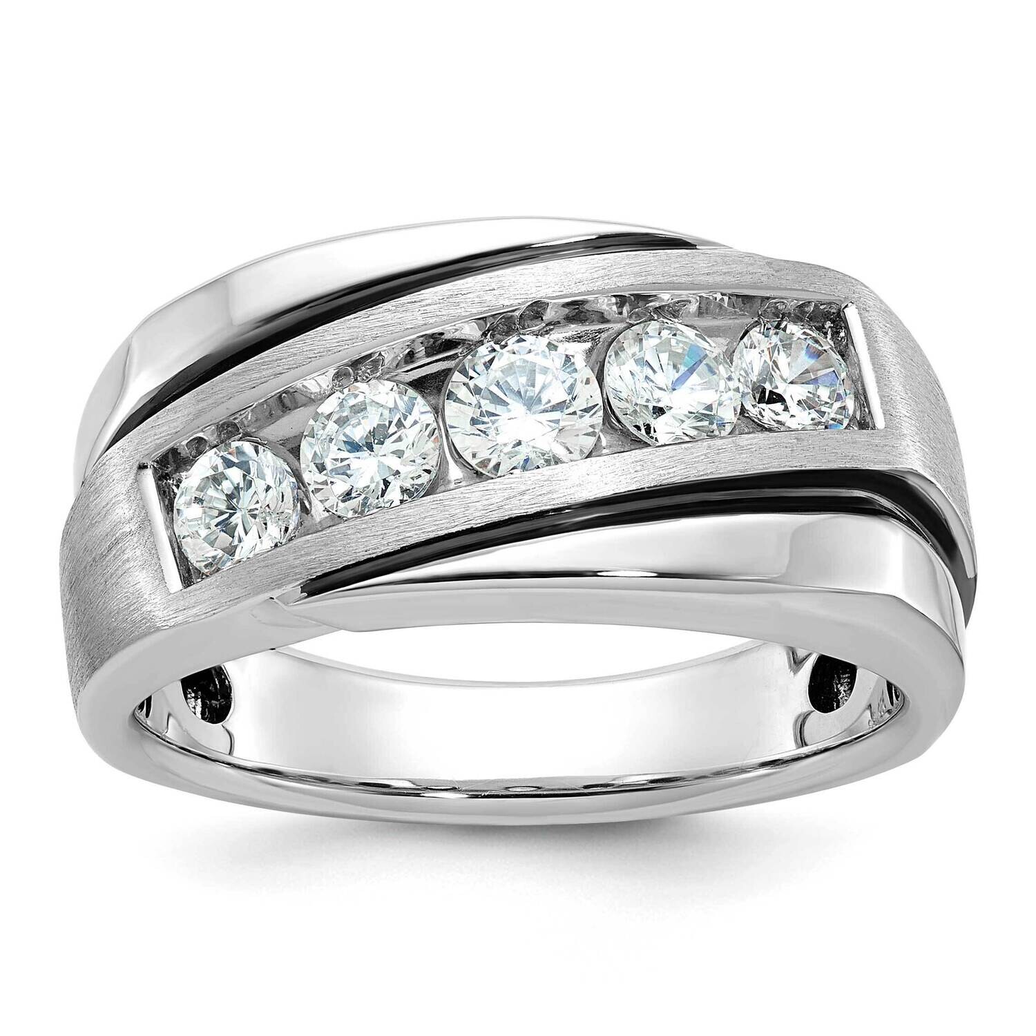 Ibgoodman Black Rhodium Men&#39;s Polished Satin Grooved 1 Carat A Quality Diamond Ring 10k White Gold …