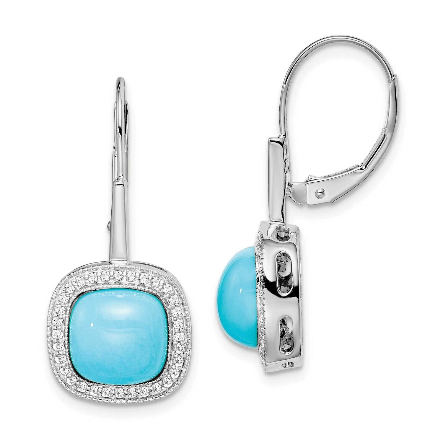 Turquoise Diamond Leverback Earrings 14k White Gold EM7141-BTQ-026-WA, MPN: EM7141-BTQ-026-WA, 8839…