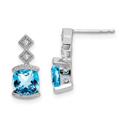 Blue Topaz Diamond Earrings 14k White Gold EM7081-BT-004-WA, MPN: EM7081-BT-004-WA, 191101839627