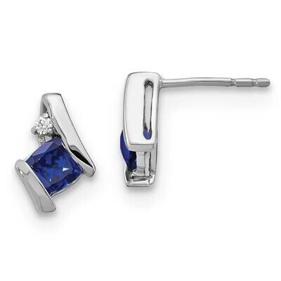 Cushion Cr. Sapphire Diamond Earrings 10k White Gold EM7398-CSA-003-1WA, MPN: EM7398-CSA-003-1WA, 1…
