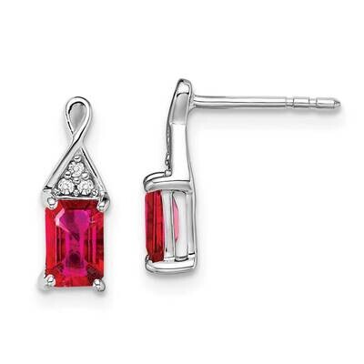 Ruby Diamond Earrings 14k White Gold EM7187-RU-004-WA, MPN: EM7187-RU-004-WA, 191101841897