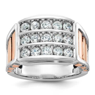 Ibgoodman Rose Gold Men&#39;s Polished Cut-Out 3-Row Ring Mounting 14k White Gold B64055-4WR by IBGoodm…