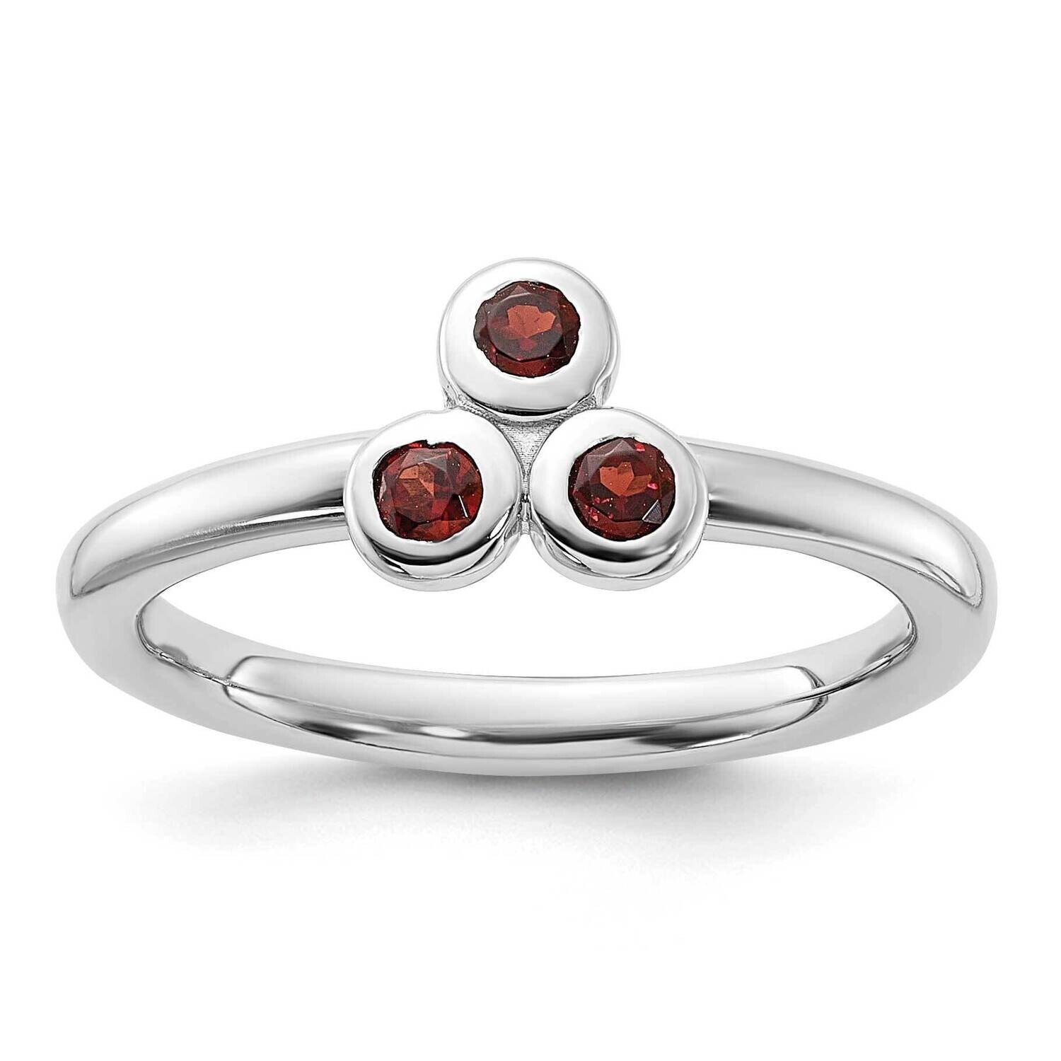 Garnet Ring Sterling Silver Rhodium-Plated QR7439GA, MPN: QR7439GA,