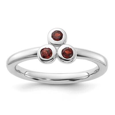 Garnet Ring Sterling Silver Rhodium-Plated QR7439GA, MPN: QR7439GA,
