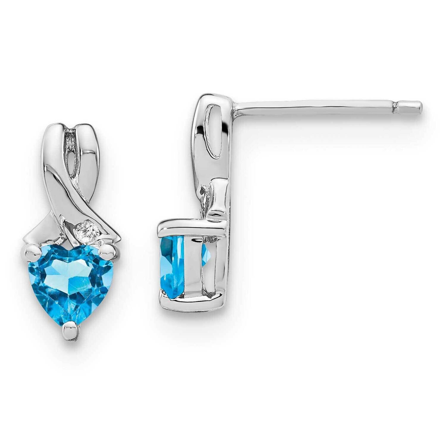 Blue Topaz Diamond Earrings Sterling Silver Rhodium-Plated EM7401-BT-002-SSA