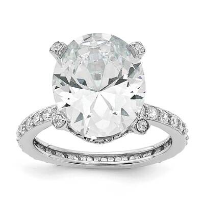 Cheryl M Brilliant-Cut CZ Oval Center Side Stones Ring Sterling Silver Rhodium-Plated QCM1497, MPN:…