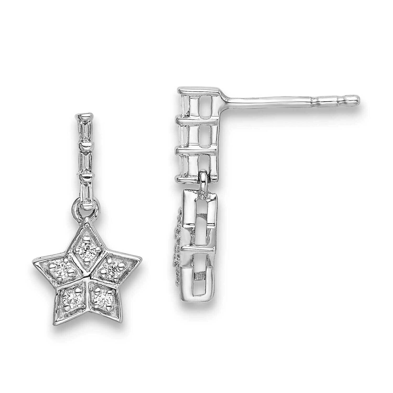 Diamond Star Dangle Earrings 14k White Gold EM6610-016-WA