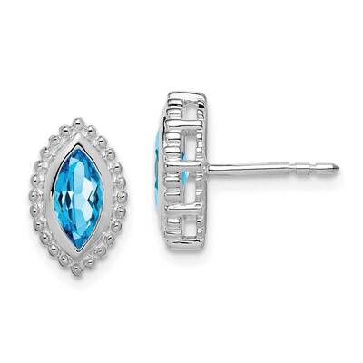 Marquise Blue Topaz Post Earrings 14k White Gold EM7204-BT-W, MPN: EM7204-BT-W, 191101842863