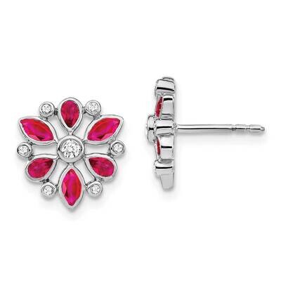 Ruby Diamond Post Earrings 14k White Gold EM7219-RU-013-WA, MPN: EM7219-RU-013-WA, 191101843402