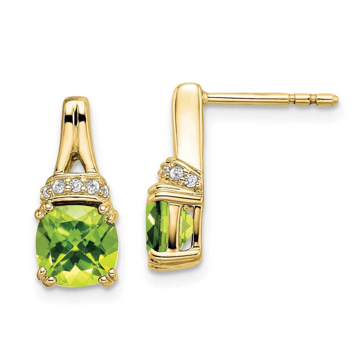 Peridot Diamond Earrings 10k Gold EM7074-PE-007-1YA, MPN: EM7074-PE-007-1YA, 191101834196