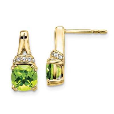 Peridot Diamond Earrings 10k Gold EM7074-PE-007-1YA, MPN: EM7074-PE-007-1YA, 191101834196