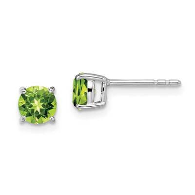Round Peridot Earrings 14k White Gold EM7097-PE-W, MPN: EM7097-PE-W, 191101841033