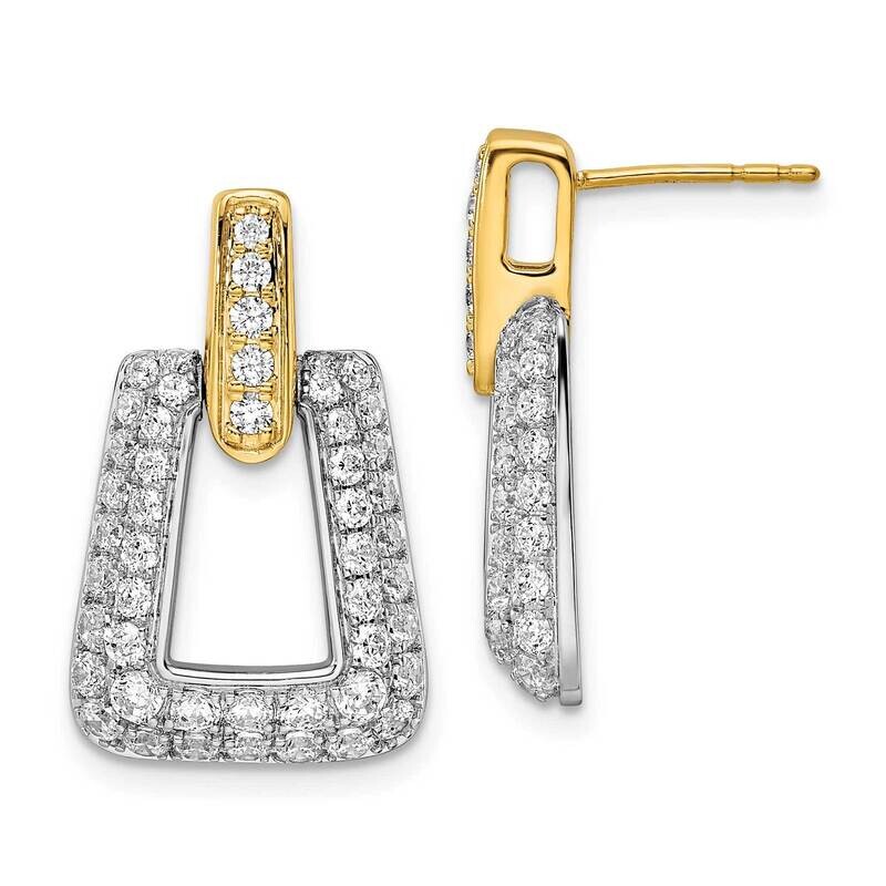True Origin 1 3/4 Carat Diamond Vs/Si D E F Fancy Post Earrings 14k Two-Tone Gold EM8608-174-WYAA