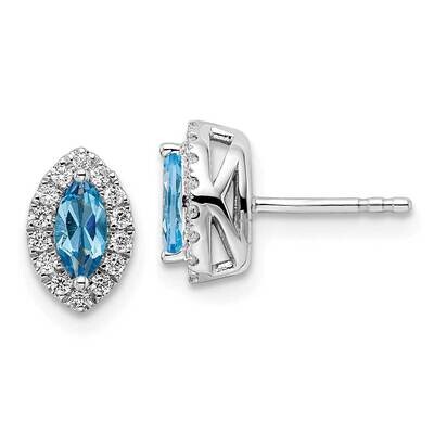 Diamond Blue Topaz Post Earrings 14k White Gold EM9354-BT-020-WAA, MPN: EM9354-BT-020-WAA, 88395781…