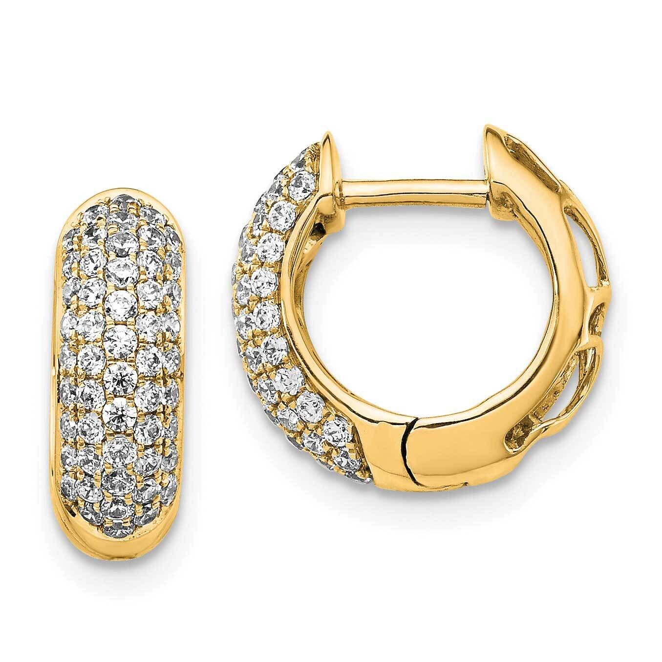 Diamond Hinged Hoop Earrings 10k Gold EM5390-075-1YA, MPN: EM5390-075-1YA,
