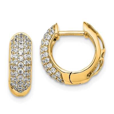 Diamond Hinged Hoop Earrings 10k Gold EM5390-075-1YA, MPN: EM5390-075-1YA,