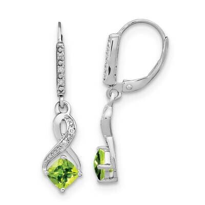 Peridot Diamond Earrings Sterling Silver Rhodium-Plated EM7402-PE-006-SSA, MPN: EM7402-PE-006-SSA,