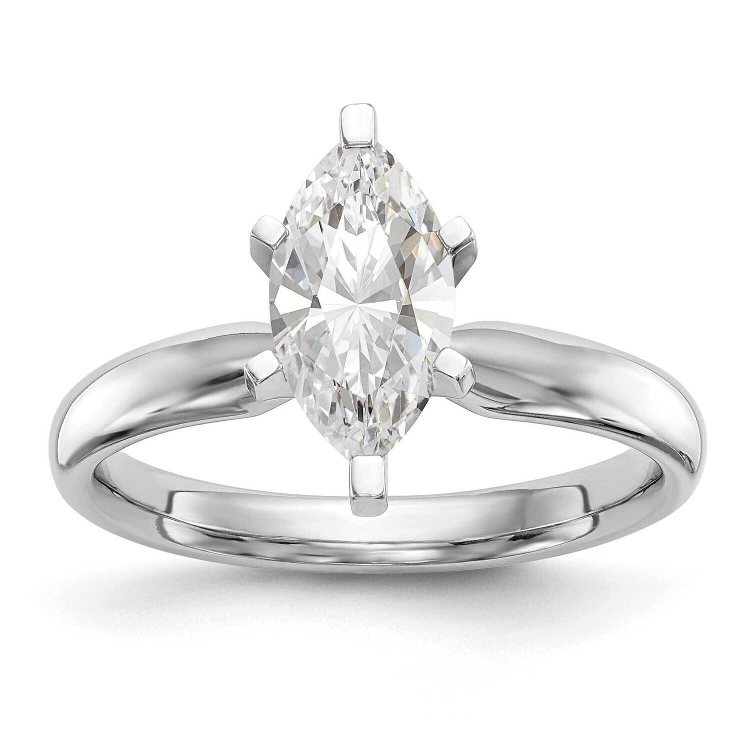 1.5 Carat Medium-Weight Comfort-Fit 6-Prong Tulip-Head Marquise Solitaire Ring Mounting 14k White G…