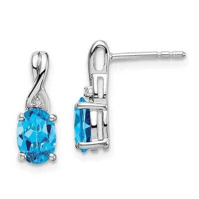 Oval Blue Topaz Diamond Earrings 14k White Gold EM7075-BT-001-WA, MPN: EM7075-BT-001-WA, 1911018394…