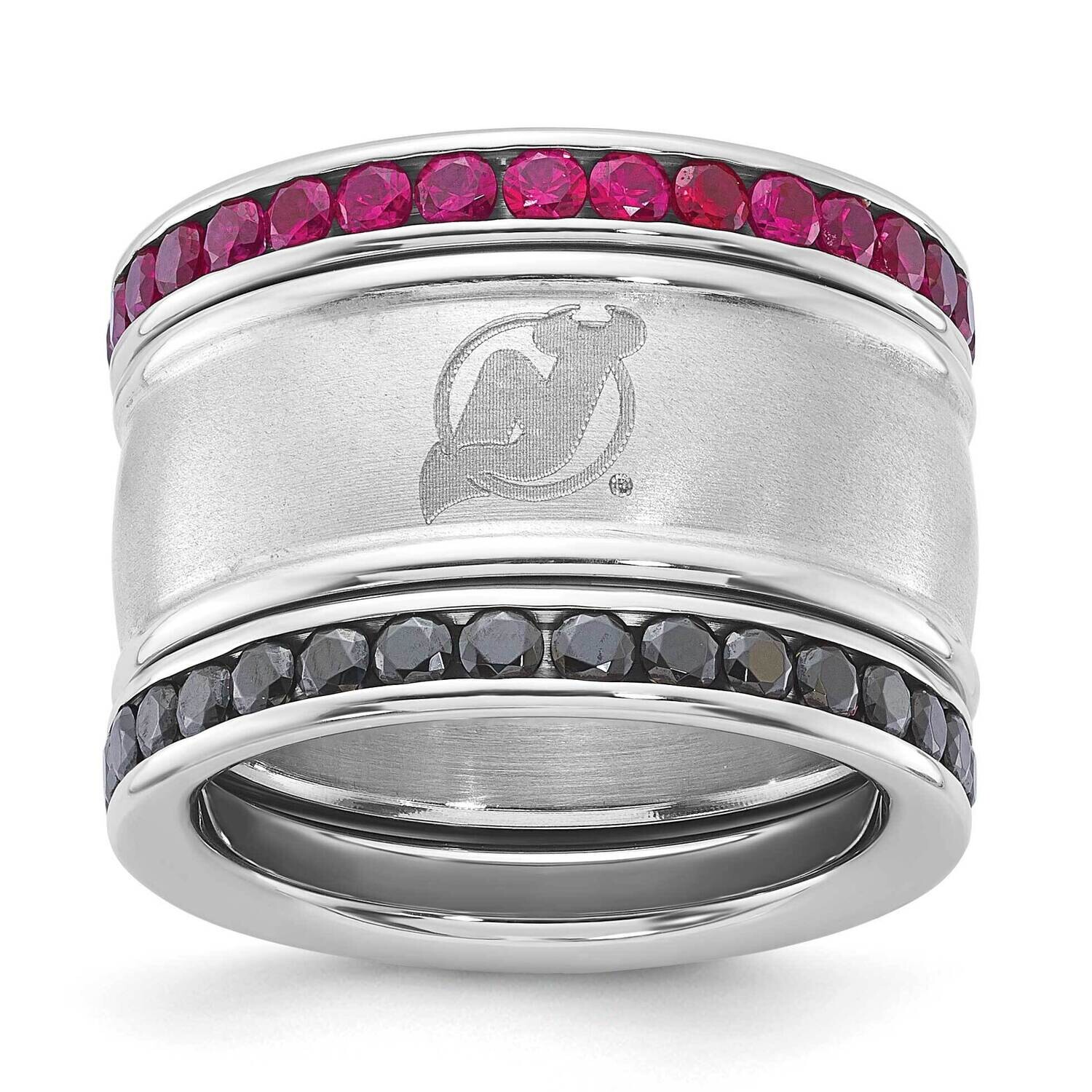Nhl New Jersey Devils Crystal Stacked Ring Set Stainless Steel DVL035CR-SZ6, MPN: DVL035CR-SZ6, 634…