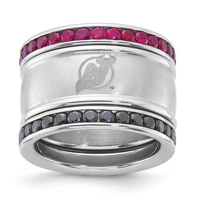 Nhl New Jersey Devils Crystal Stacked Ring Set Stainless Steel DVL035CR-SZ6, MPN: DVL035CR-SZ6, 634…