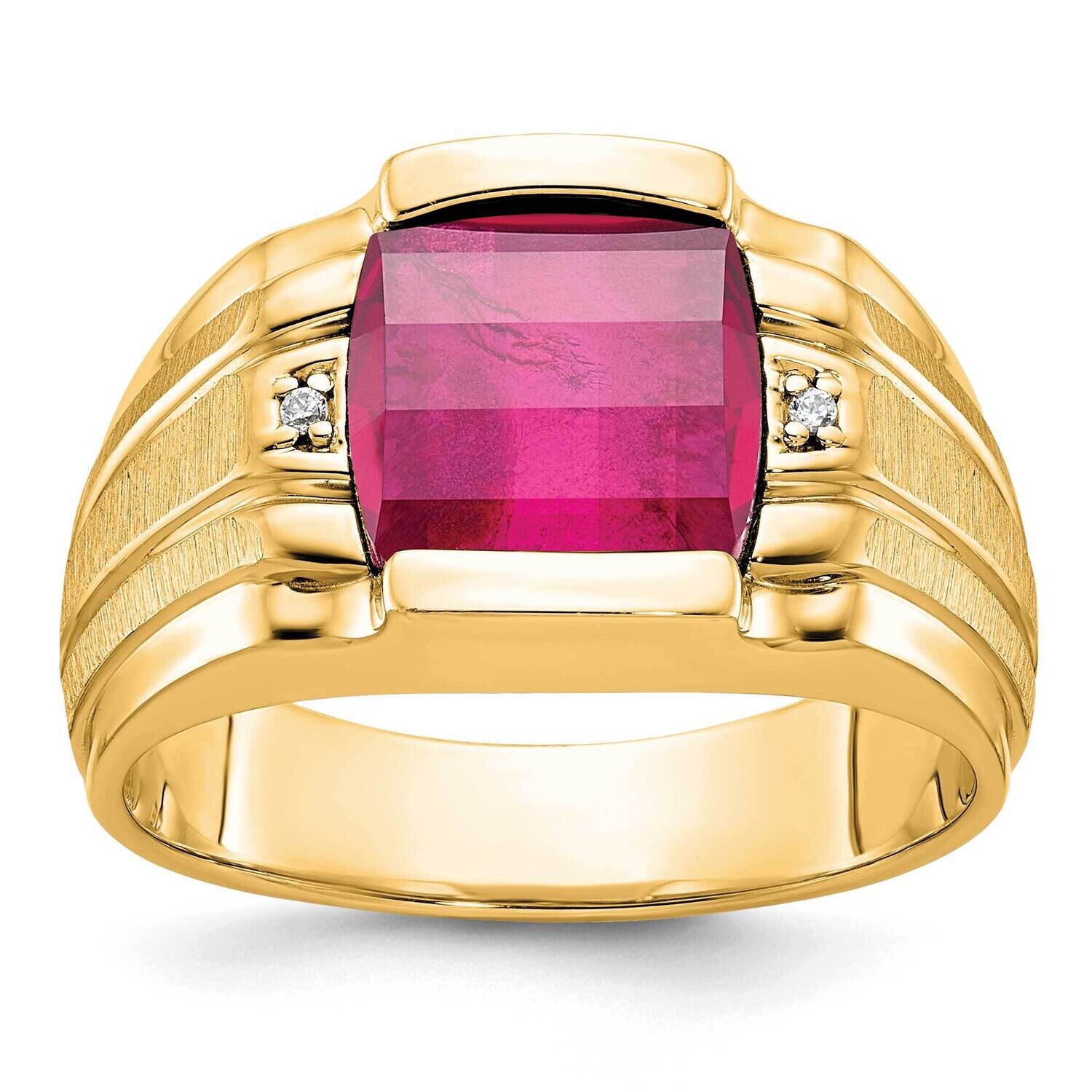 Ibgoodman Men's Satin Cr. Ruby Diamond Complete Ring 14k Gold B84685-0YCR/A