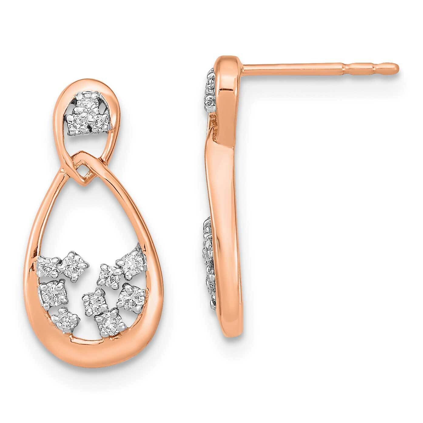 Polished Diamond Double Teardrop Post Earrings 14k Rose Gold EM6863-020-RA