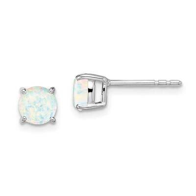 Round Created Opal Earrings 14k White Gold EM7097-OP-W, MPN: EM7097-OP-W, 191101841026