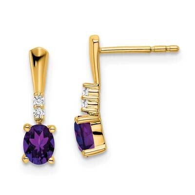 Oval Amethyst Diamond Dangle Earrings 14k Gold EM7407-AM-004-YA, MPN: EM7407-AM-004-YA,