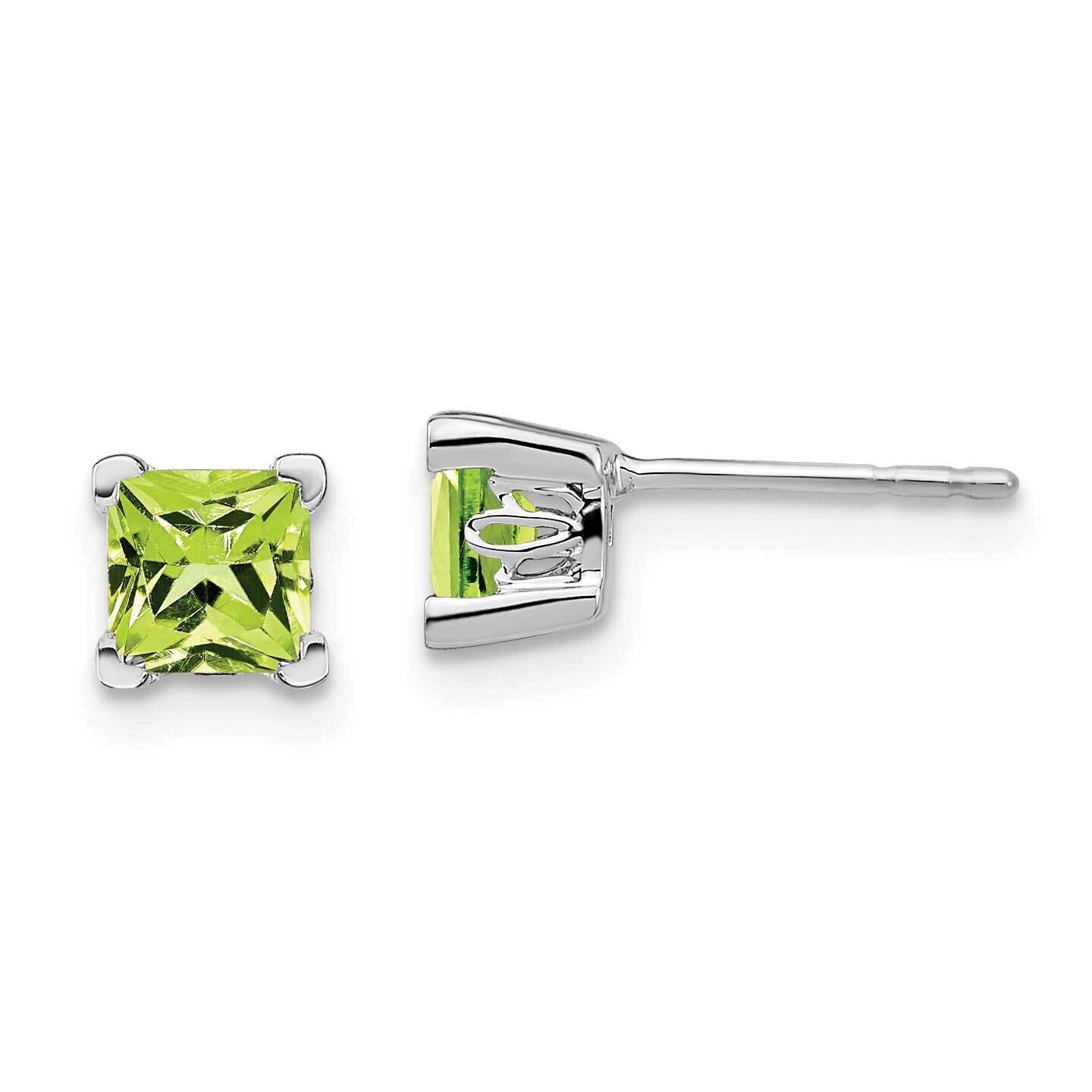 Square Peridot Earrings 14k White Gold EM7102-PE-W, MPN: EM7102-PE-W, 191101841347