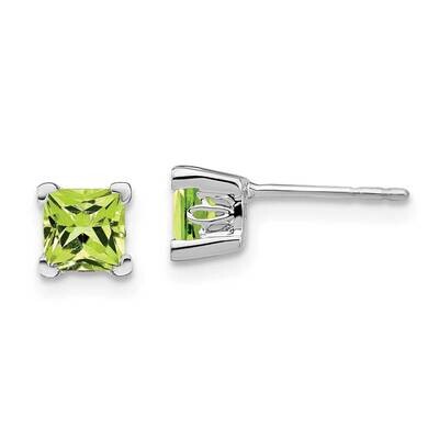 Square Peridot Earrings 14k White Gold EM7102-PE-W, MPN: EM7102-PE-W, 191101841347