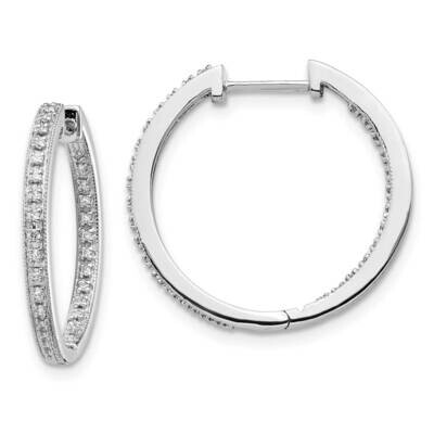 Polished Diamond In/Out Hinged Hoop Earrings 10k White Gold EM5424-020-1WA, MPN: EM5424-020-1WA,