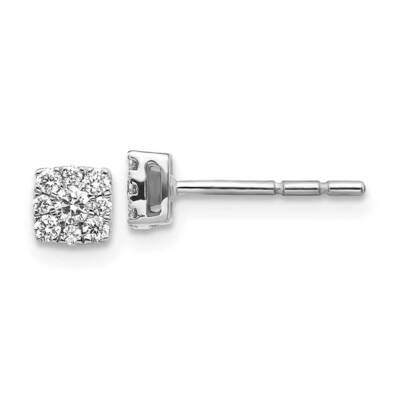 Diamond Cluster Post Earrings 10k White Gold EM5453-025-1WA, MPN: EM5453-025-1WA,