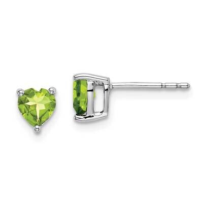 Heart Peridot Earrings 14k White Gold EM7099-PE-W, MPN: EM7099-PE-W, 191101841156